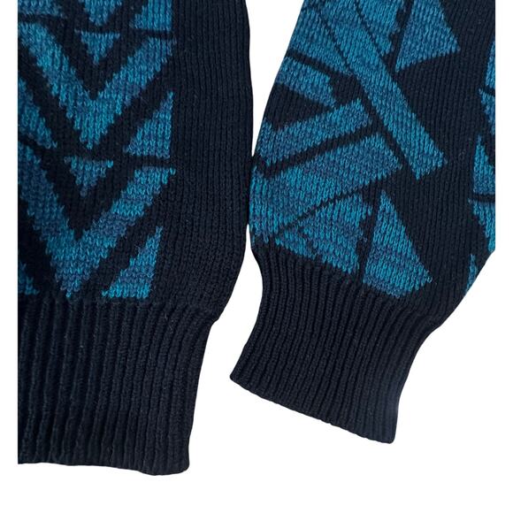 VTG Cosby Sweater Mens XL Blue Abstract Geometric Knit Pullover Crewneck 90s Y2K - Picture 4 of 14